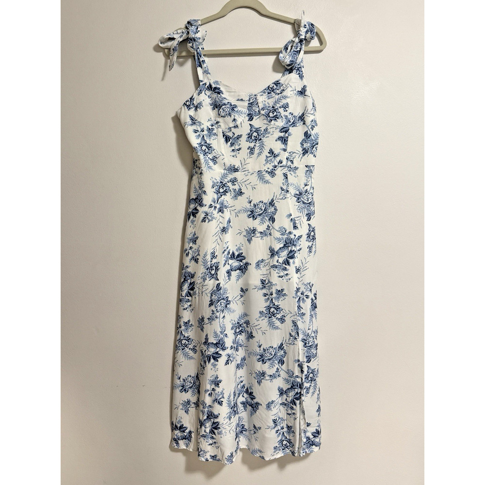 Billy J Alessandra Tie Up Midi Dress - Blue Floral - Size 16 - Tie Strap - Picture 8 of 15